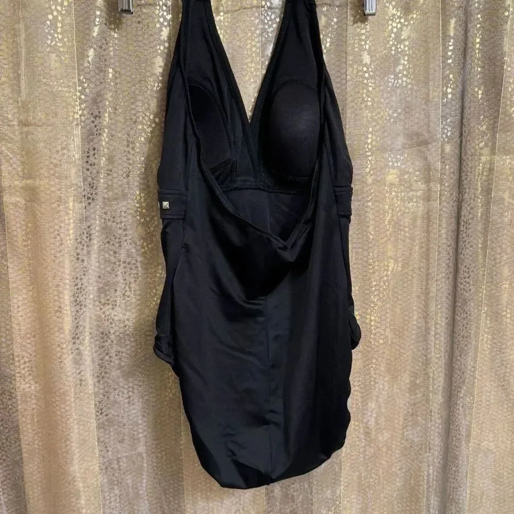 Miraclesuit Alternative Black Studded Halter One Piece Swim Suit Size 12/14